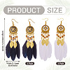 2Pairs 2 Colors Feather Chandelier Earrings EJEW-TA0001-81A-3