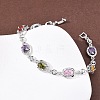 Oval Brass Micro Pave Cubic Zirconia Link Chain Bracelets for Women BJEW-D387-04P-06-3