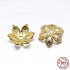 Real 18K Gold Plated 6-Petal 925 Sterling Silver Bead Caps STER-M100-03-2