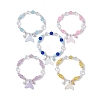 5Pcs 5 Color Glass & ABS Plastic Imitation Pearl Beaded Stretch Bracelets Set BJEW-JB09747-S-1