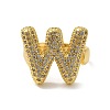 Letter Brass Micro Pave Clear Cubic Zirconia Open Cuff Ring for Women RJEW-N046-03W-G-2