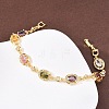 Oval Brass Micro Pave Cubic Zirconia Link Chain Bracelets for Women BJEW-D387-04G-06-3