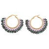 304 Stainless Steel & Bohemian Beaded Fan Hoop Earrings for Women EJEW-R001-01G-02-2