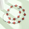 Dyed Natural Lava Rock & Round Synthetic Turquoise & Imitation Pearl Beaded Necklaces GG-CBA922D-07C-1