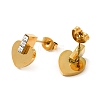 Ion Plating(IP) 304 Stainless Steel Heart Stud Earrings with Rhinestone STAS-D089-17G-2