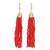 Boho Seed Bead Tassel Earrings EJEW-Z072-03A-2