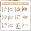 6Pairs 6 Styles Alloy Geometry Dangle Clip-on Earrings for Women EJEW-UN0002-81-3