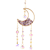 1Pc Alloy & Natural Gemstone Chips Moon Hanging Ornaments HJEW-BBC0001-17C-1