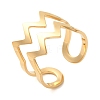 Double Layer Wave 304 Stainless Steel Open Cuff Rings for Women RJEW-N048-08G-1