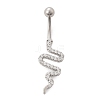 Alloy Rhinestone Snake Curved Barbell Belly Rings AJEW-R007-03P-04-4