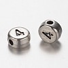 Flat Round Antique Silver Tone Alloy Number Beads PALLOY-K194-04AS-2