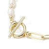 Natural Cultured Freshwater Pearl Beads Paperclip Chains Heart Charm Bracelets with Toggle Clasps for Women BJEW-JB10193-4