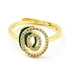Mixed Color Enamel Initial Letter Adjustable Ring with Clear Cubic Zirconia RJEW-P045-01G-O-2