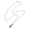 Natural Amethyst Round Beaded Gourd Shape Pendant 304 Stainless Steel Cable Chain Necklaces for Women NJEW-JN05656-02-4