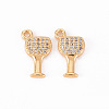 Brass Micro Pave Clear Cubic Zirconia Charms KK-Q766-002-NF-1