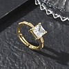Brass & Clear Cubic Zirconia Finger Rings CU-CBA7E55-09G-1
