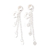 925 Sterling Silver Flower with Heart Tassel European Dangle Charms STER-K187-01S-1
