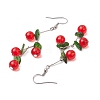 Spray Painted Crackle Glass Beads & Natural Diopside Chip Beads Dangle Earrings EJEW-JE06289-02-4