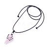 Natural Rose Quartz Cone Pendant Necklace sgNJEW-SZ0001-59E-1