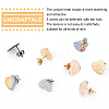 Unicraftale 30Pcs 5 Colors Heart Shape with Textured Vacuum Plating 304 Stainless Steel Stud Earring Findings EJEW-UN0001-62-4