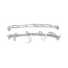 304 Stainless Steel Paperclip & Figaro Chain Bracelets for Women BJEW-JB12445-02-2