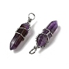 Natural Amethyst Double Terminated Pointed Pendants G-J062-02P-2