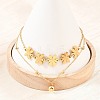 Flower 304 Stainless Steel Satellite Chains Double Layers Anklets BJEW-H643-05G-3