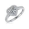 Rhodium Plated 925 Sterling Silver Micro Pave Cubic Zirconia Adjustable Rings AJEW-U007-20P-1