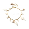 Natural Spiral Shell & Glass Pearl Charm Bracelets BJEW-JB09973-1