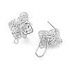 Hollow Rhombus Brass Micro Pave Cubic Zirconia Stud Earrings Finding KK-E083-10P-2