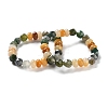 Natural Topaz Jade and Natural Moss Agate Beaded Stretch Bracelets for Women Men BJEW-C081-04-1