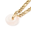 Natural Rose Quartz Donut Pendant Necklace NJEW-JN03815-03-1