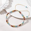 Natural & Synthetic Mixed Gemstone Disc Beads Braided Bead Bracelets for Women Men BJEW-JB13333-1