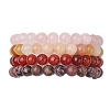 4Pcs Constellation 8mm Round Natural Rhodonite & Rose Quartz & Dyed Jade & Carnelian Beaded Stretch Bracelets for Women BJEW-JB10642-1