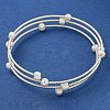 Three-Loops Brass & Natural Freshwater Pearl Beaded Wrap Bracelets for Women BJEW-F470-01S-2