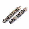 Top Golden Plated Natural Dalmatian Jasper Pendants G-S359-028G-2