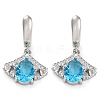Brass Pave Cubic Zirconia Ginkgo Leaf Hoop Earrings for Women EJEW-I304-30P-05-1