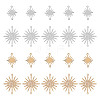 32Pcs 4 Styles Brass Solar Eclipse Links Connectors KK-DR0001-10-1