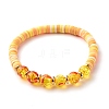 Round Imitation Amber & Polymer Clay Beads Stretch Bracelets Sets BJEW-JB07440-4
