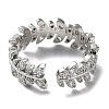 Brass Micro Pave Clear Cubic Zirconia Open Cuff Rings for Women RJEW-G296-02P-3