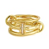 Brass Micro Pave Cubic Zirconia Finger Rings FS-WG6545E-01-2