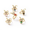 Cubic Zirconia Rabbit Adjustable Ring RJEW-P032-06G-1