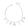 Alloy & Natural White Shell Pendant Brass Paperclip Chain Necklaces for Women NJEW-JN05406-02-4