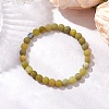 Frosted Natural TaiWan Jade Round Beaded Stretch Bracelets for Women Men BJEW-JB11478-01-2