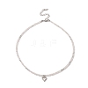 Clear Cubic Zirconia Heart Pendant Necklace with Natural Rose Quartz Beaded Chains for Women NJEW-JN04271-02-1