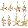 12Pcs 4 Style Brass Micro Pave Cubic Zirconia Pendants KK-BBC0019-51-1