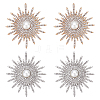 4Pcs 2 Colors Sun Alloy Rhinestone Lapel Pins JEWB-ME0001-14-1