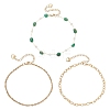 Dyed Natural Agate Nuggets & 304 Stainless Steel Link Chain 3 Layer Anklets for Women AJEW-AN00743-01-5