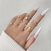 8Pcs Brass Rhinestone Finger Cuff Rings Set RJEW-P157-01G-1