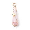 Electroplated Natural Quartz Crystal Dyed Copper Wire Wrapped Pendants PALLOY-JF02326-06-3